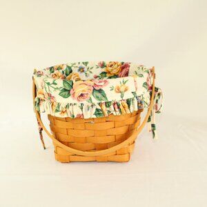 Longaberger 1998 Medium Floral Lined Basket With Handle